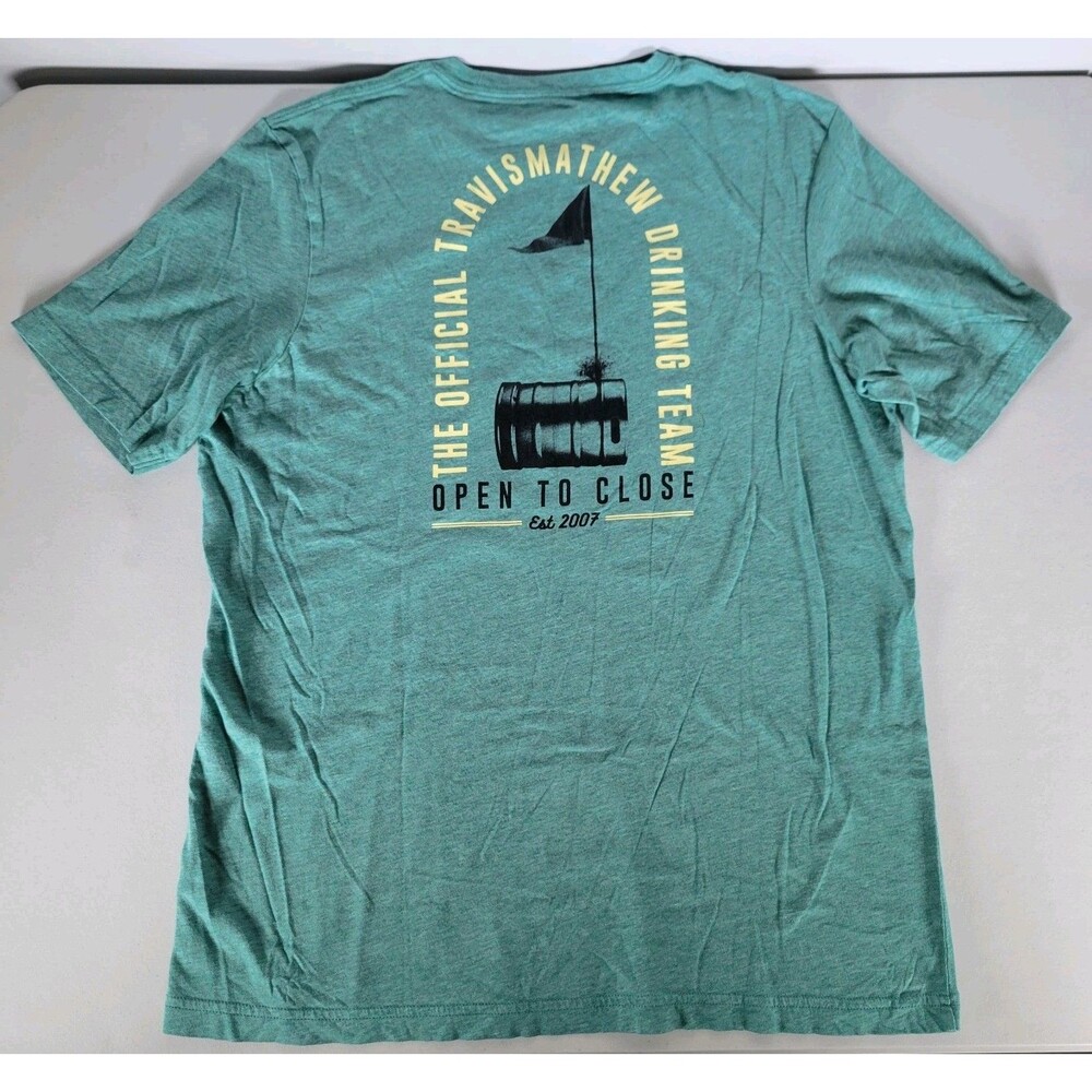 Mens Travis Mathew Heather Green Golf Drinking Team T-Shirt Sz XL Pima Cotton